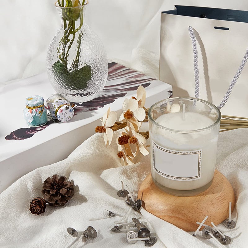 PH PandaHall 500pcs Candle Wicks 1 Inch Low Smoke Tea Light Wicks with Metal Tabs Pre-Waxed Candle Wick for Holiday Wedding Birthday Party Christmas Valentines Halloween Candle Making Supplies - Image 3